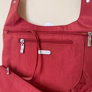Baggalini Red Orange Zip Purse Crossbody